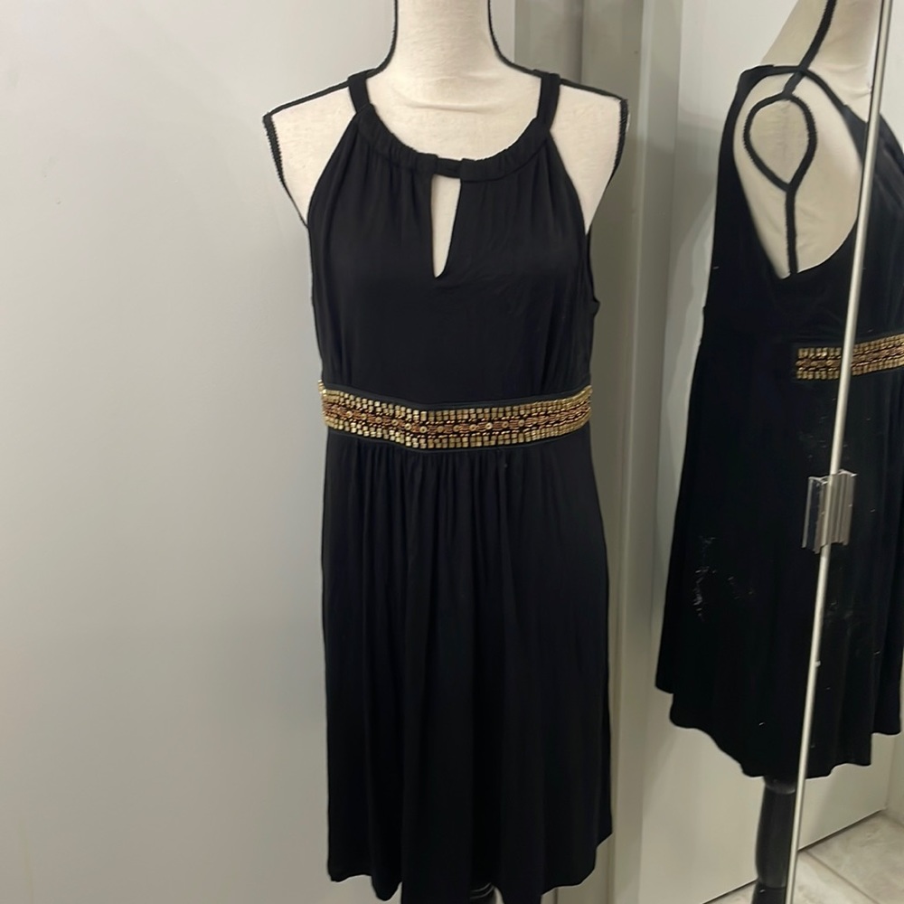 Black casual cotton sleeveless dress